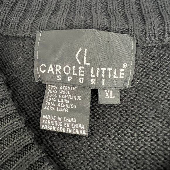 Vintage 90s Carole Little Sport Ski Sweater Women XL Black Wool Blend St Moritz - Picture 6 of 9